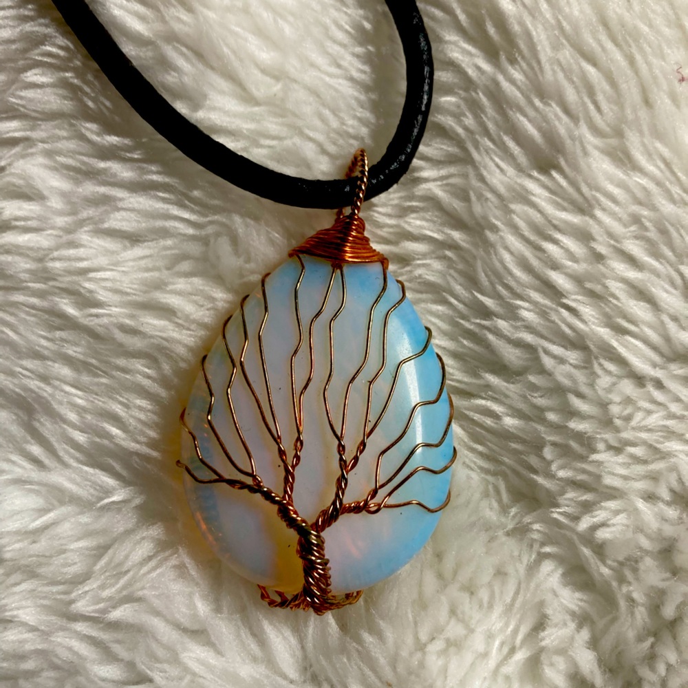 Wire tree pendant necklace.